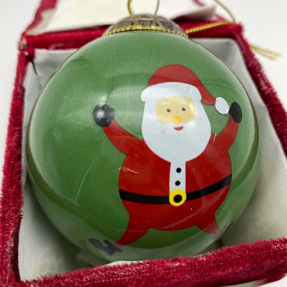 Hand Painted Santa Christmas Ornament with Box Greenbrier International